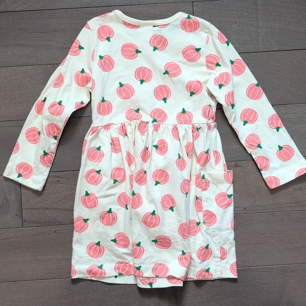Hanna Andersson 3T Pumpkin Long Sleeve Playground Dress with Pockets